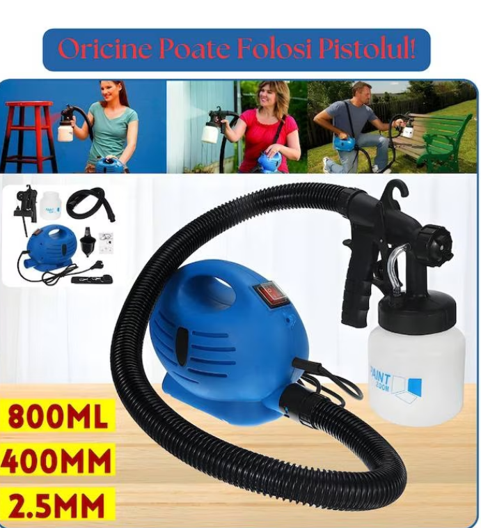 Aparat de vopsit, Pistol electric pentru zugravit, 650W, Albastru