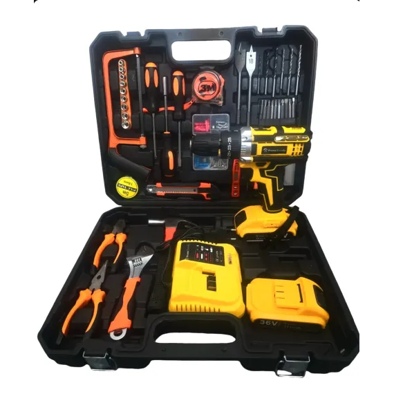 Set Bormasina cu 2 BATERII 36V + 100 accesorii incluse